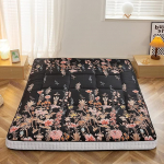 MAXYOYO Futon madrats, polsterdatud Jaapani p&otilde;randapadi, voodipadi, eriti paks kokkupandav magamismatt, hingav p&otilde;randalaua, k&uuml;lalisvoodi telkimiseks (must lilleline, 135 x 190 cm)
