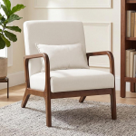 BonVache Gepolsterter Lounge-Sessel mit Armlehnen, Lounge-Stuhl mit Massivholzrahmen Relaxsessel f&uuml;r Wohnzimmer Schlafzimmer，Beige