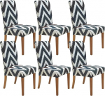 SPRINGRICO toolikatted s&ouml;&ouml;gitoa jaoks 6 Pack, Stretch s&ouml;&ouml;gitooli kate, pestav Spandex k&ouml;&ouml;k Parsons Chair Slipcovers, eemaldatav istme kaitsja koju v&otilde;i peole (komplekt 6, Bondi Waves)