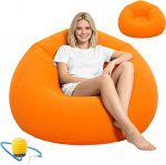 Aufblasbarer Sessel Sitzsack, Tragbares & Wasserdichtes Luftsofa f&uuml;r Outdoor, Camping, Strand, Pool und Reisen | Aufpumpen, Tragbar, Bequem (Orange)