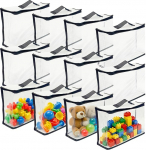 12 PVC-pakend m&auml;nguasjade hoiukottide jaoks, 32 x 31 x 8 cm WC-kotid t&otilde;mblukuga, veekindel tualettkott l&auml;bipaistev m&auml;nguasjade jaoks, m&otilde;istatuste, ehitusplokkide, vannitootelemete jaoks.