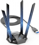 COMFAST WiFi 7 USB WLAN Stick WLAN adapter 6500 Mbit/s Tri-Band, 4 x High-Gain antennid, OFDMA/MU-MIMO, WPA3 turvalisus, koos pikenduskaabliga paindlikuks positsioneerimiseks, Plug & Play Windows 10/11