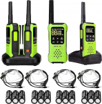 Retevis RT649P Walkie Talkie laetav veekindel IP67 ujuv, PMR 446, 16 kanalit litsentsivaba, LED taskulamp, CTCSS/DCS VOX, Walkie Talkie peakomplekt (2 paari, roheline)
