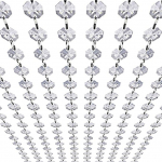 Crystal Garland Strands - Hanging Chandelier Gemstone Bead Necklace - 14mm Clear Octagonal Prism Diamond Decoration for Wedding Party Manzanita Centerpiece Christmas Tree (Akr&uuml;&uuml;l, 10m)