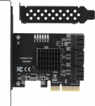 ASHATA PCIe SATA 3.0 kaart PCI-E kuni 6-pordiline SATA 3.0 laienduskaart PCI Express SATA adapter koos raamiga k&otilde;vakettale/optilisele kettale/SSD k&otilde;vakettale