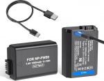 LP NP-FW50 1500mAh (2-pakk) Asendusaku Sony Alpha A6000, A6400, A6100, A6300, A6500, A5100, A7, A7 II, A7R, A7R II, A7R2, A7S, A7S II, A5000 A3000 0, NEX-3/5/7 seeria jaoks.