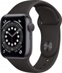 Apple Watch Series 6 (GPS, 40 mm) alumiiniumist korpus Space Grey musta spordirihmaga (uuenenud)