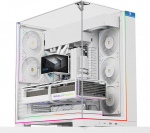 TR A70 ARGB White ATX Gaming Case, kolmepoolne kolonnita panoraamklaaspaneel, 8 ventilaatoripesa, 4-suunaline &otilde;huringlus, t&ouml;&ouml;riistavaba vertikaalne kukkumiskaitse ja panoraam-ARGB valgusvihik