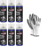 6 purgit&auml;it lukustussprei 400 ml suure efektiga, eemaldab rooste ja oks&uuml;deerumise, lahutab fikseeritud &uuml;hendused (kruvid, mutrid, hinged) + 6 paari tasuta nitriilkindaid.