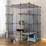 4-tasandiline suur kassikuur 5 uksega, 3 redelit 1-4 kassile, DIY Catio kassikuur, siseruumide metalltraat, eemaldatav kassikuur, m&auml;ngupuur, 105 x 105 x 140 cm, must