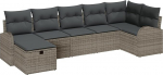 Rantry 7-teiliges Garten Sofa Set mit Kissen Grau Poly Rattan Gartenlounge Model3359098