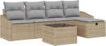 Rantry 6-teiliges Garten Sofa Set mit Kissen Beige Poly Rattan Gartenlounge Model3359269