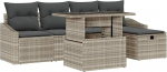 Rantry 6-teiliges Garten-Sofa-Set mit Kissen in Hellgrau aus Poly-Rattan Gartenlounge Model3359829