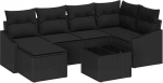 7-teiliges Garten Sofa Set mit Kissen Beige Poly Rattan Gartenlounge Model3346803