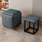 YXZN 5 in 1 Nesting Stool Footrest Stool Cube Footrest Seat Stackable Stool Footstool with Wheels for Bedroom Dorm Living Room