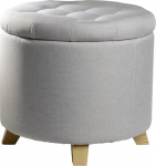 ECHTWERK Mary Stool with Storage Space, Removable Lid, Round Storage Chest with Wooden Feet, Suitable for Bedroom and Living Room, Padded Seat, 45 x 45 x 41 cm, Grey