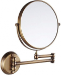 Wall Mounted Cosmetic Mirror with 1X/3X Magnification Double-Sided Foldable Wall Mirror Shaving Mirror 360&deg; Swivel Brass Round Makeup Mirror for Bathroom Home Spa and Hotel 20 cm (Vintage Gold)