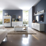 Lomadox Living Room Set 5 Pieces in White with Gold-Coloured Accents Including Lighting