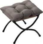 AbocoFur Modern Folding Footrest Stool Small Accent Portable Ottoman Comfortable Non-Slip Metal Cotton Footstool (L) 47 x (W) 36 x (H) 36 cm, Dark Grey