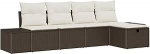 5-teiliges Garten-Sofa-Set mit Kissen braun Poly-Rattan Gartenlounge Model3359357