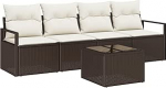 Rantry Model3354917 5-osaline aia diivan komplekt koos padjaga Brown Poly Rattan Garden Lounge