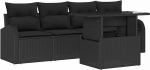 Rantry 5-teiliges Garten-Sofa-Set mit Kissen Schwarz Poly Rattan Gartenlounge Model3348549