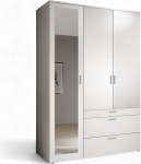 Stella Trading VESALA Valge peegeluksega riidekapp - mitmek&uuml;lgne l&uuml;kanduksega kapp 3 uksega magamistuppa - 135 x 195 x 56 cm (B x K x S)