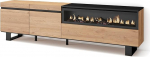 Skraut Home TV kapp, Lowboard, elutuppa ja s&ouml;&ouml;gituppa, 200 x 57 x 35 cm, kuni 80-tollise teleri jaoks, elektrikamin, m&otilde;&otilde;tmed, t&ouml;&ouml;stusdisain, kaasaegne stiil, tammepuust must