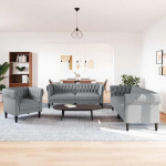 Tidyard 3385858 Diivanikomplekt helehall kangast polsterdatud diivan Lounge diivan elutuppa sissep&auml;&auml;sualasse kontorisse