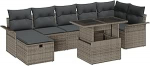 Rantry 8-teiliges Garten-Sofa-Set mit Kissen Grau Poly Rattan Gartenlounge Model3359686