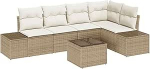 Rantry 6-teiliges Garten-Sofa-Set mit Kissen Braun Poly Rattan Gartenlounge Model3347071