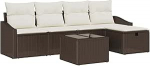 6-teiliges Garten-Sofa-Set mit Kissen Braun Poly-Rattan Gartenlounge Model3360599