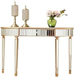 Konsoollauad esikusse, kitsas peegliga konsoollaud, 39,37-tolline kaasaegne sissep&auml;&auml;sulaud, klaasist diivanilaud peegli viimistlusega, poolkuu aktsent fuajee, sissep&auml;&auml;sulaud