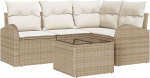 5-teiliges Garten Sofa Set mit Kissen Braunes Poly Rattan Gartenlounge Model3346031