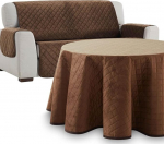 Sametiga polsterdatud talvine &uuml;mmargune seelik ja diivanikatte komplekt 120cm + 2 istekoha diivanikatte pruun sametkangas Extra Soft Touch