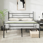 Novilla Bettrahmen 120 x 200 cm, Bettgestell mit Lattenrost, Modern Bettgestelle, Metallbett mit Kopfteil f&uuml;r Schlafzimmer, Schwarz