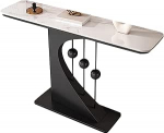 Moderner schmaler Eingangstisch mit Felsplatte, lange, schmale Konsole f&uuml;r Foyer, Flur, Wohnzimmer, Schwarz und Wei&szlig;, 99,8 cm, Sofatisch, Flur, Konsole, Akzentm&ouml;bel