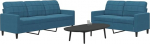 Gecheer 2-TLG. Sofagarnitur mit Kissen Blau Samt, Moderne Couch Polstersofa f&uuml;r Wohnzimmer Schlafzimmer Spielzimmer3278400