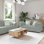 Gecheer 2-teiliges Sofa-Set mit Kissen, hellgrauer Samt, Moderne Couch Polstersofa f&uuml;r Wohnzimmer Schlafzimmer Spielzimmer3324749