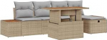 Rantry 6-teiliges Garten-Sofa-Set mit Kissen Beige Poly-Rattan Gartenlounge Model3360075