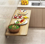 Klappbarer Wandtisch aus Holz, robuster Fr&uuml;hst&uuml;cksbartisch mit Klappblatt, schwebender Esstisch f&uuml;r Laptops und Computer f&uuml;r K&uuml;che, Schlafzimmer und Badezimmer - mit Metallhalterung (suurus: