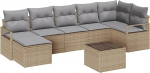 Rantry 8-teiliges Garten Sofa Set mit Kissen Schwarz Poly Rattan Gartenlounge Model3346480