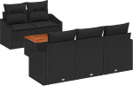 Rantry 6-teiliges Garten-Sofa-Set mit Kissen Schwarz Poly-Rattan Akazie Gartenlounge Model3356441