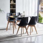 LafeuR S&ouml;&ouml;gitoa grupi s&ouml;&ouml;gilaud 4 tooliga, ristk&uuml;likukujuline k&ouml;&ouml;gilaud 4 inimesele, istumiskomplekt elutuppa, k&ouml;&ouml;ki, kontorisse (must laud + 4 musta s&ouml;&ouml;gitooli)