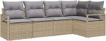 5-teiliges Garten Sofa Set mit Kissen Beige Poly Rattan Gartenlounge Model3355049