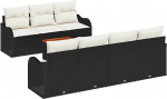 8-teiliges Garten Sofa Set mit Kissen Schwarz Poly Rattan Akazie, 2-Sitzer Garten Sofa mit Stauraum & Kissen Schwarz Poly Rattan Gartenlounge Model3356080