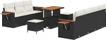 Gartensofa-Set mit Kissen 10 tk Schwarz und Creme Gartenm&ouml;bel Model3363140