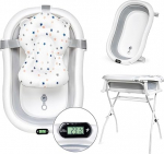 moovkee. Beebivann koos raamiga 80 cm - Beebivann kokkupandav koos termomeetri ja vannipadjaga - Beebivann koos alusega, mis on teie lapsele ohutu - Beebivann vasts&uuml;ndinu jaoks.