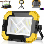 CLV LED Construction Spotlight Battery 200 W, 20000 mAh Portable LED Work Light IP66 Waterproof Battery Spotlight 4 Light Modes 2 Brightness Camping Lamp USB Rechargeable Solar Battery Lamp for