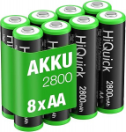 HiQuick AA aku, Ni-MH Mignon AA 2800 mAh aku, laetavad 1,2 V AA akud, 8 x Mignon AA